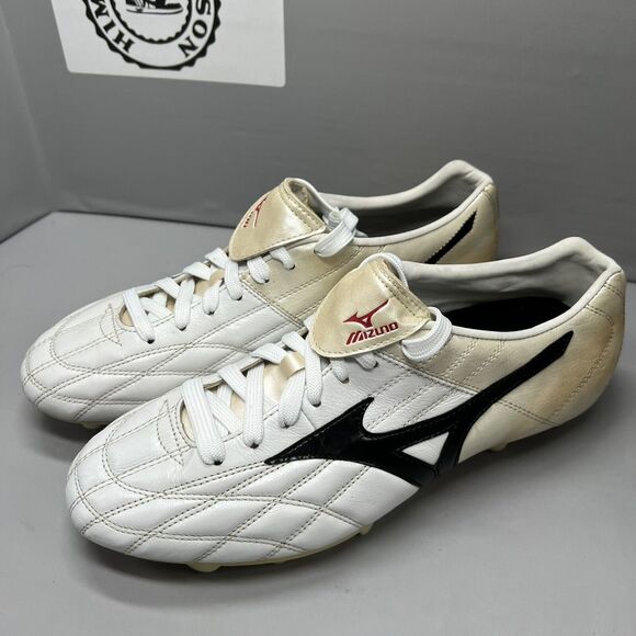 Mizuno GHOST Striker Elite Real Leather Gold Silver Men Sz 10.5 Preowned Vintage main image 6